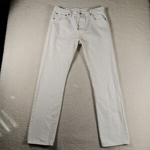 Levis 501 Jeans Mens 34x34 White Denim Button Fly Straight Leg Cowboy Western